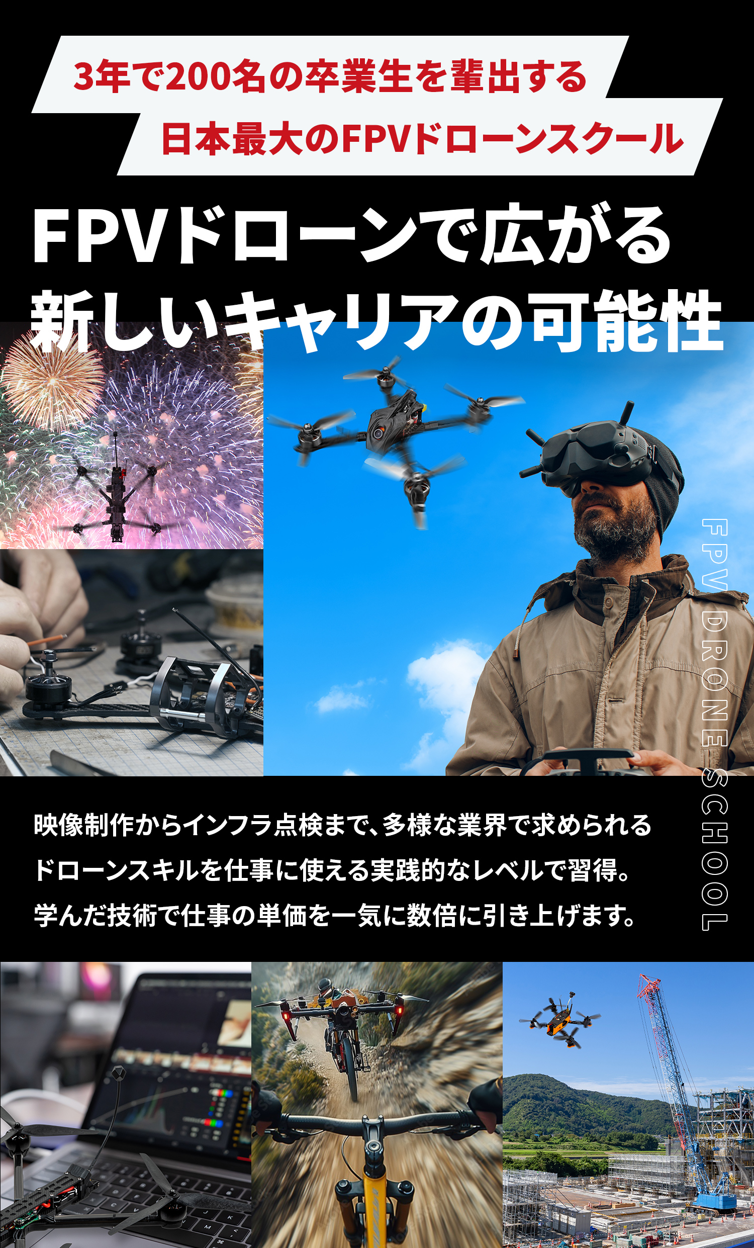 最短ルートで”一流の”ドローン映像クリエイターへ。たった1ヶ月でハリウッド級のアクロバティック映像を撮影！習得率100％